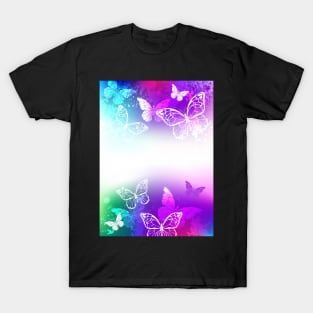 Bright background with white butterflies T-Shirt